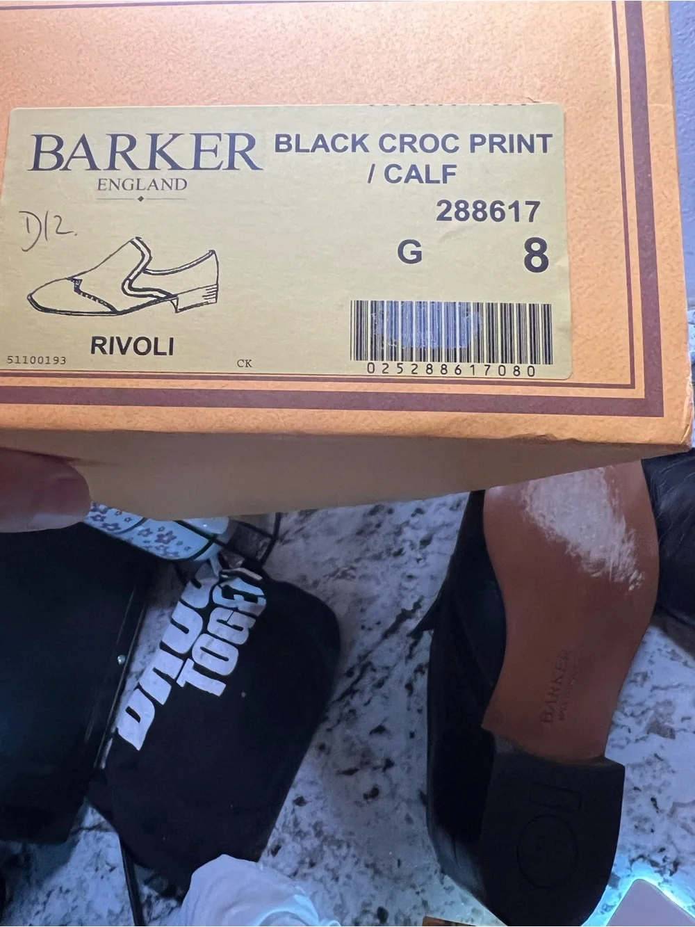 BARKER RIVOLI Black Croc-Embossed Leather Slip-On Loafers